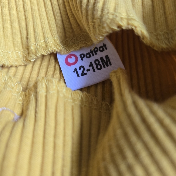 PatPat Mustard Yellow Ribbed Button Front Baby Top 12–18M - Picture 3 of 4